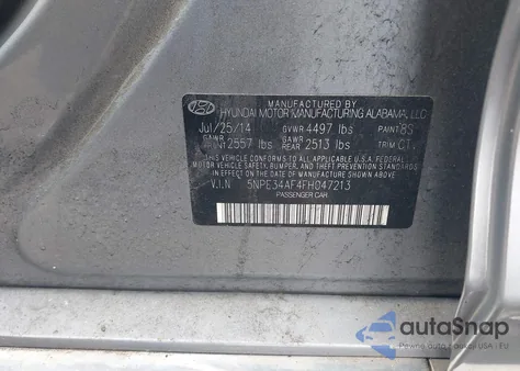 2015 Hyundai Sonata Limited z USA, uszkodzony, nr VIN 5NPE34AF4FH047213